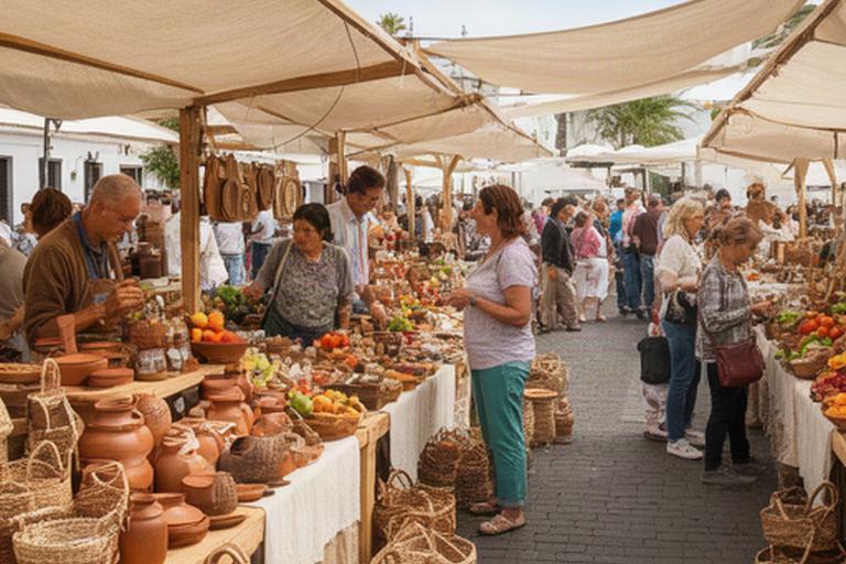 Puestos de artesanía y productos locales en una feria de San Isidro