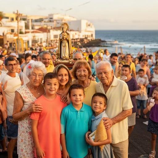 Familias participando en las fiestas patronales de Los Abrigos